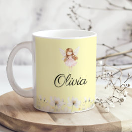 妖精のかわいいガーデン魔法の名パーソナライズされた前 コーヒーマグカップ