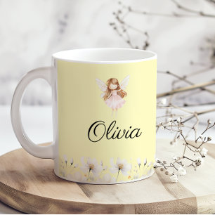 妖精のかわいいガーデン魔法の名パーソナライズされた前 コーヒーマグカップ