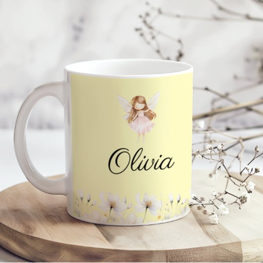 妖精のかわいいガーデン魔法の名パーソナライズされた前 コーヒーマグカップ