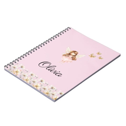 妖精のかわいいガーデン魔法の名パーソナライズされた前 ノートブック (左側)