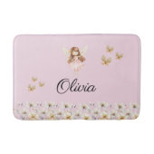 妖精のかわいいガーデン魔法の名パーソナライズされた前 バスマット (正面)