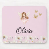 妖精のかわいいガーデン魔法の名パーソナライズされた前 マウスパッド (正面)