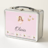 妖精のかわいいガーデン魔法の名パーソナライズされた前 メタルランチボックス (正面)