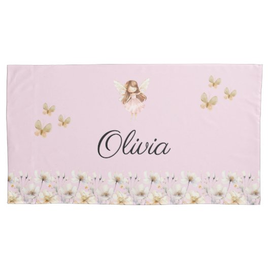 妖精のかわいいガーデン魔法の名パーソナライズされた前 枕カバー (正面)