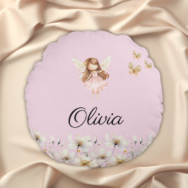 妖精のかわいい庭園の魔法の名前 ラウンドクッション