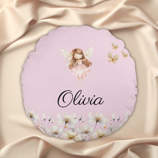 妖精のかわいい庭園の魔法の名前 ラウンドクッション