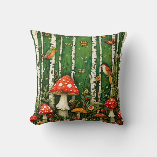 🍄 妖精のきのこ ファンタジーの森 クッション (正面)