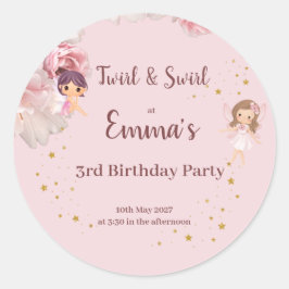 妖精のこどもパーティー招待状 ラウンドシール