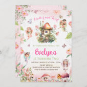 妖精のふわりと回る誕生日パーティー招待状 招待状 (正面/裏面)