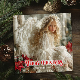 妖精のような天使 赤 金色 祝祭 魅惑的 シーズンカード