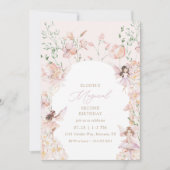 妖精のような魔法のピンクの花の乙女の誕生日 招待状 (正面)