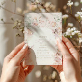 妖精のような魔法のピンクの花の乙女の誕生日 招待状