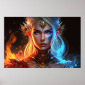 妖精のアイスファイアークイーンライトカラフルファンタジー ポスター (正面)