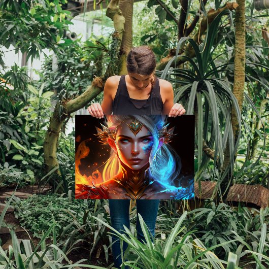 妖精のアイスファイアークイーンライトカラフルファンタジー ポスター