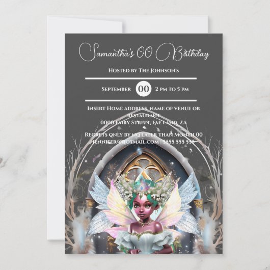 妖精のアイプリンセスメラニンピンクグリッター魔法 招待状 (正面)