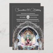 妖精のアイプリンセスメラニンピンクグリッター魔法 招待状 (正面/裏面)