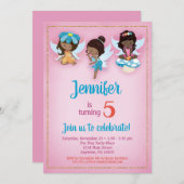 妖精のアフリカ系アメリカ人誕生日招待状 招待状 (正面/裏面)