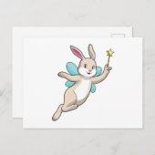 妖精のウサギ 魔法の杖を持って ポストカード (正面/裏面)