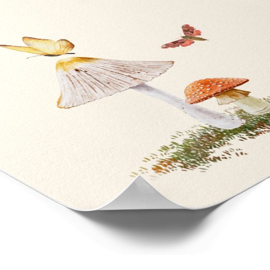 妖精のウッドランドの女の子の赤ちゃんシャワーへようこそ ポスター (角)