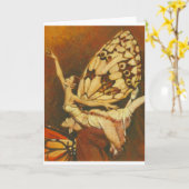 妖精のカップルの挨拶状 カード (黄色い花)