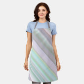 妖精のガーデンピンク、紫、ミントストライプ エプロン (着用した状態)