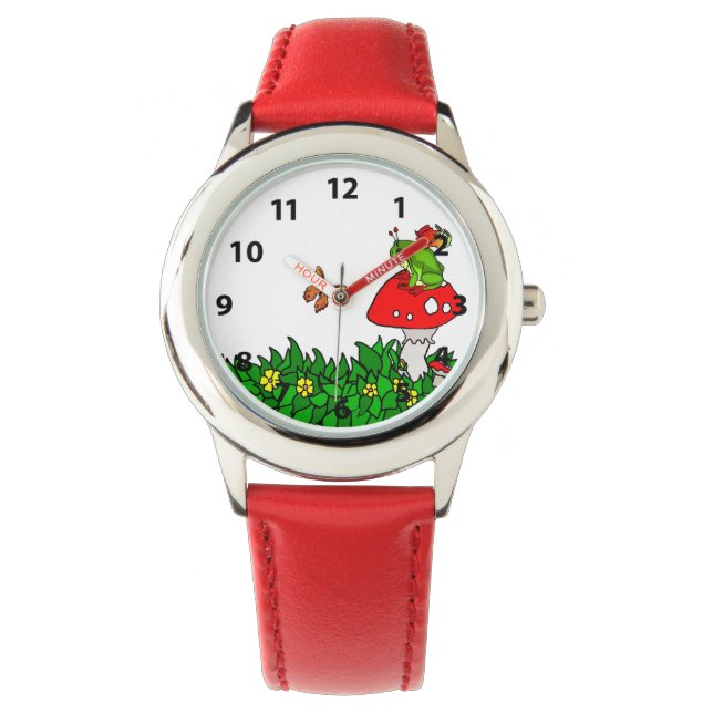 妖精のキノコとカエル 腕時計 (正面)