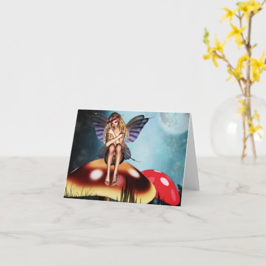 妖精のキノコ カード (黄色い花)