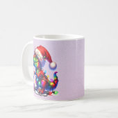 妖精のクリスマスツリーライトに絡まる恐竜 コーヒーマグカップ (正面左)