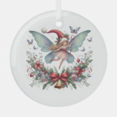 妖精のクリスマスバタフライ ガラスオーナメント (正面)