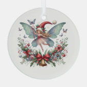 妖精のクリスマスバタフライ ガラスオーナメント (裏面)