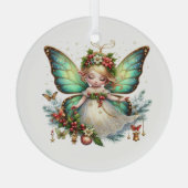 妖精のクリスマスバタフライ ガラスオーナメント (裏面)