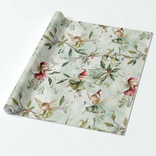 妖精のクリスマスラッピング紙お洒落、ギフト ラッピングペーパー (アンロールド)