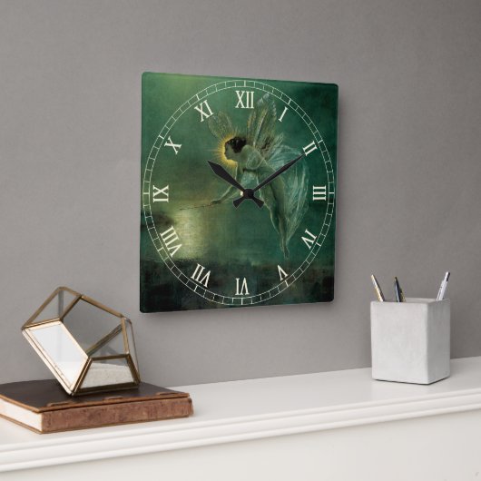 妖精のグリムショーによる夜の精ビクトリアン神 ラージ壁時計 (オフィス)