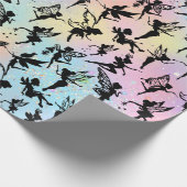 妖精のシルエット模様きらめく虹 ラッピングペーパー (角)