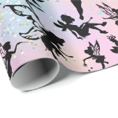 妖精のシルエット模様きらめく虹 ラッピングペーパー (ロールコーナー)