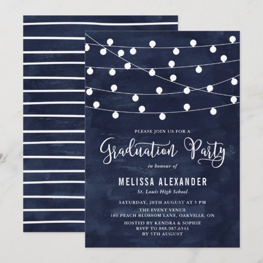 妖精のストリングライト 卒業パーティー招待状 招待状 (正面/裏面)