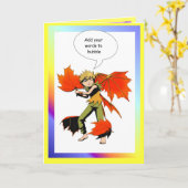 妖精のスピーチの泡、秋の妖精 カード (黄色い花)