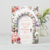 妖精のドアブラックヘアフェアリー最初の誕生日パーティー 招待状 (スタンド正面)