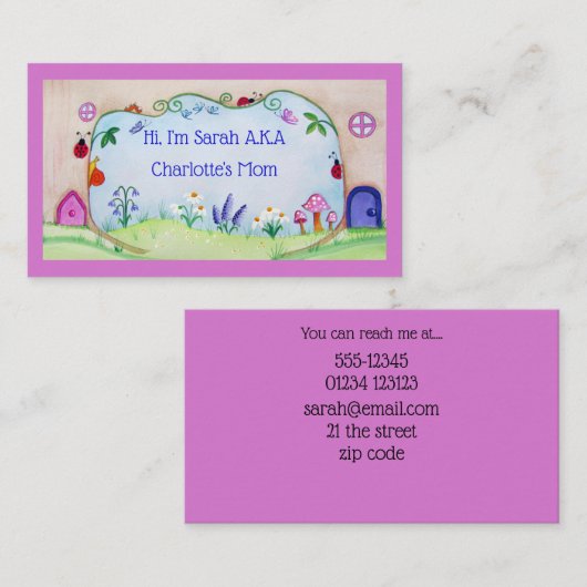 妖精のドア水色ママの名刺 名刺 (正面/裏面)