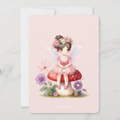 妖精のドア茶色の髪の妖精の最初の誕生日パーティー 招待状 (裏面)