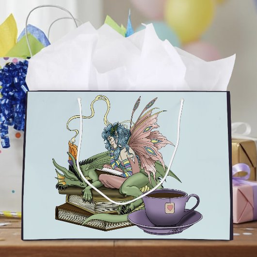 妖精のドラゴンと本の茶友情 ラージペーパーバッグ