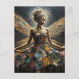 妖精のパッチワークのドレス ポストカード