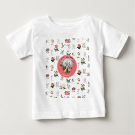 妖精のピンクの花のキノコの妖精の城のイニシャル ベビーTシャツ