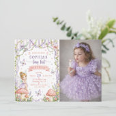 妖精のファーストウォーターカラーフローラルガールズ1歳の誕生日 招待状 (スタンド正面)