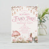 妖精のファーストテーマガールの1歳の誕生日パーティー 招待状 (スタンド正面)