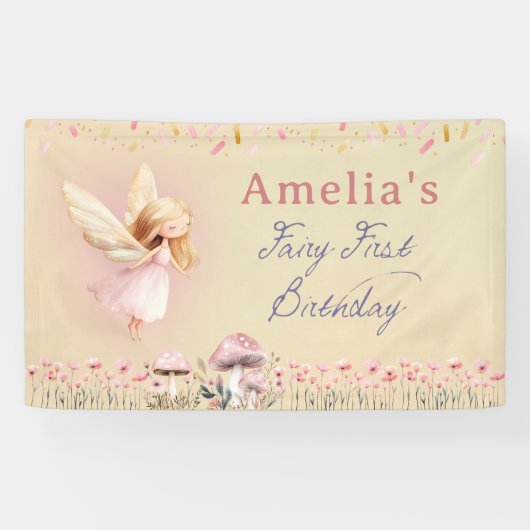 妖精のファーストテーマ 女の子のお誕生日パーティー オーダーメイド 横断幕 (横)