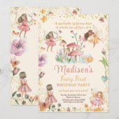 妖精のファーストバースデー招待状 妖精の招待状 招待状 (正面/裏面)