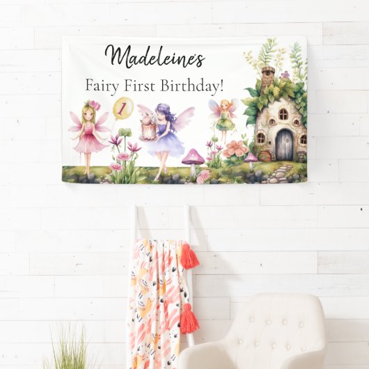 妖精のファースト 1歳の誕生日 エンチャンテッドガーデン 背景 横断幕 (インサイチュ)