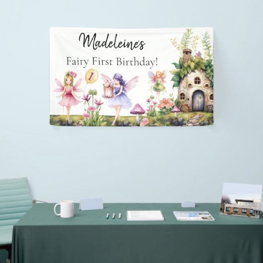 妖精のファースト 1歳の誕生日 エンチャンテッドガーデン 背景 横断幕 (トレードショー)