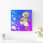 妖精のフローラ スクエア壁時計 (ホーム)